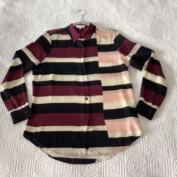 Equipment Essential Striped Colorblock Blouse Size S - Picture 10 of 14